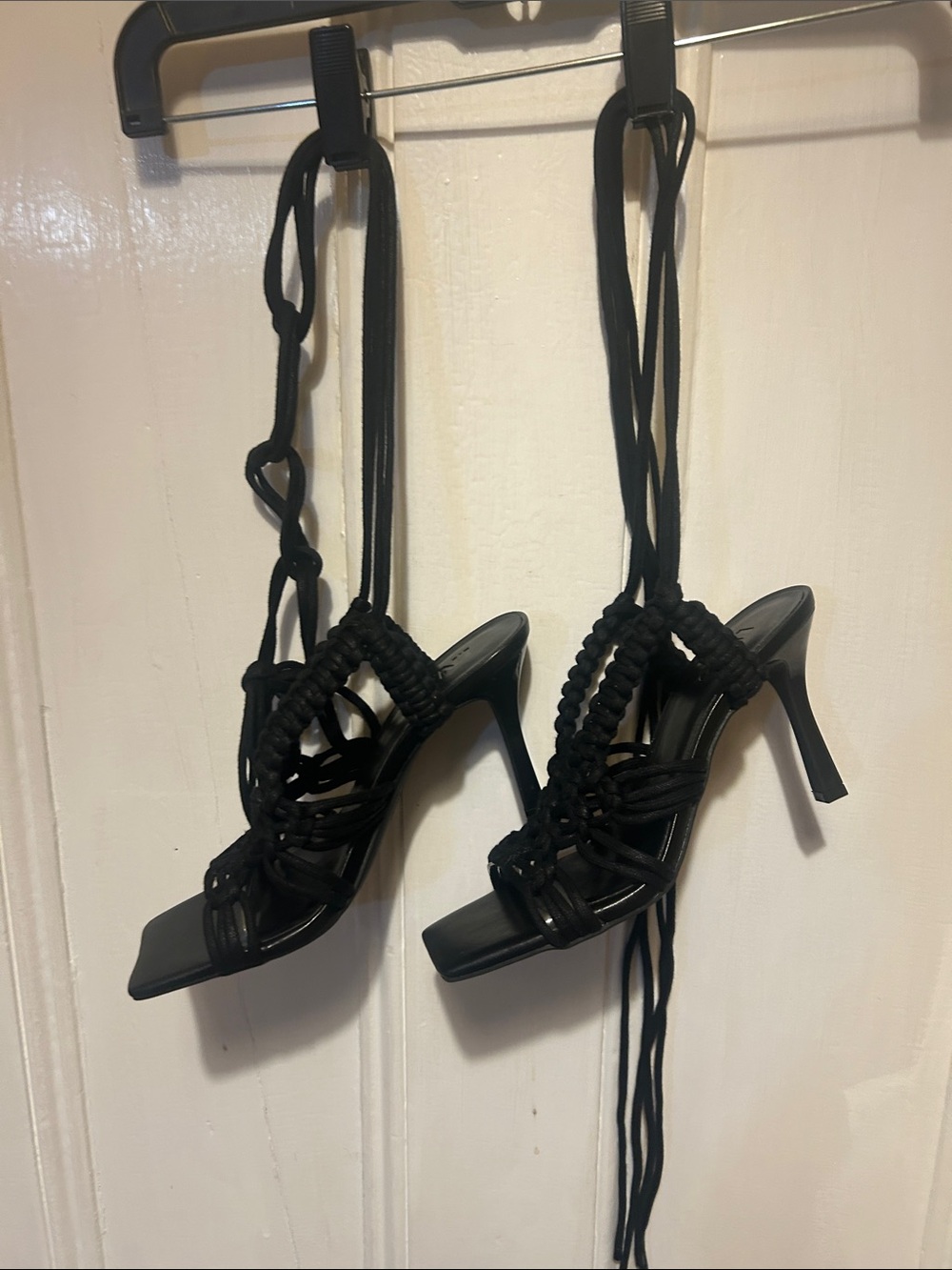INC International Concepts Black Braided Lace-Up High Heels